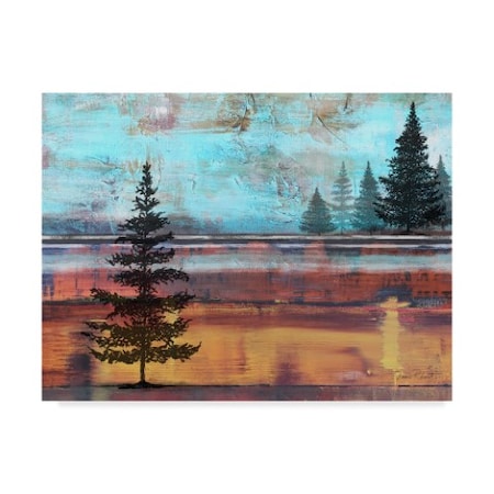 Jean Plout 'Abstract Misty Landscape With Trees' Canvas Art,35x47